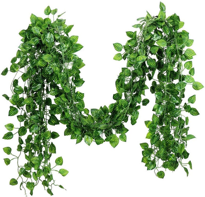 ZWYOQI 168 feet Artificial Vines Greenery Garland Fake Hanging Leaves Faux Foliage Plants for Wedding Party Garden Home Kitchen Office Wall Decorations (Watermelon/24 Strands) - Image 1
